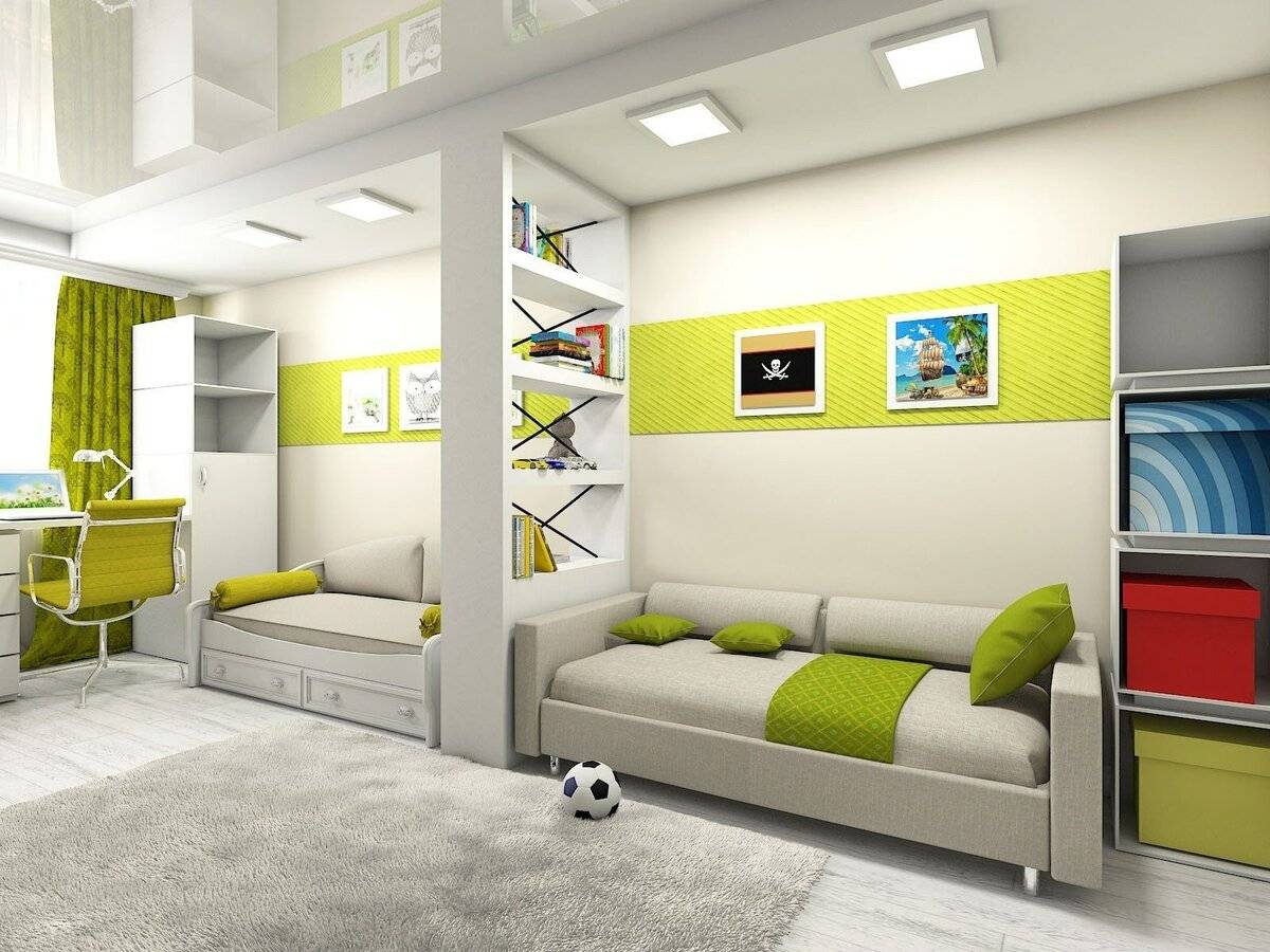 Дизайн детской комнаты для двоих разнополых детей