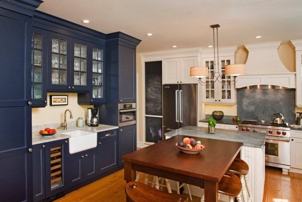 Синяя кухня - 82 фото лучших цветовых сочетаний для яркого дизайна