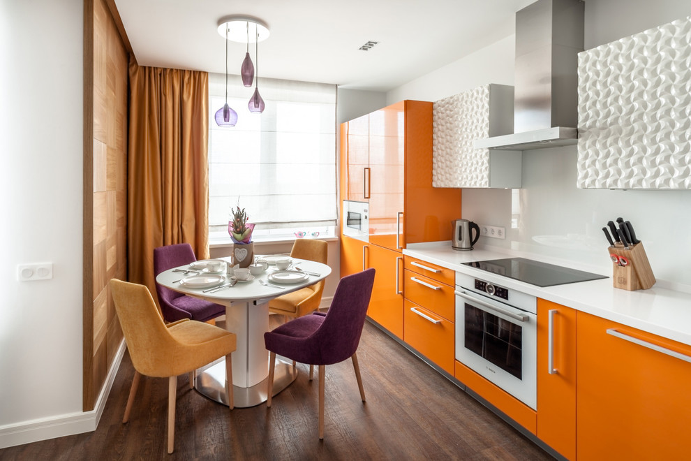 Оранжевая кухня в интерьере (48 фото): как сочетать кухонный гарнитур цвета оранж с другими оттенками своими руками, инструкция, фото и видео-уроки