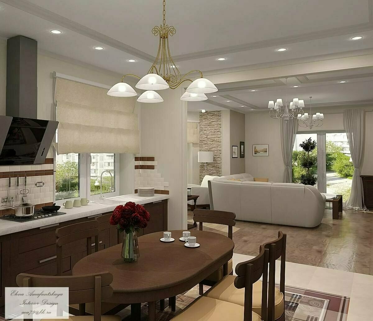 Дизайн кухни совмещенной с гостиной в частном доме реальные фото