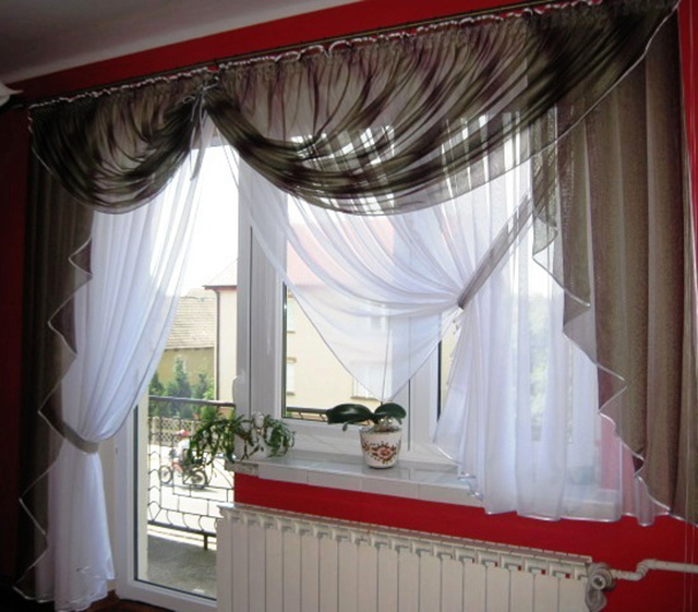 Шторы и тюль для окна с балконной дверью фото