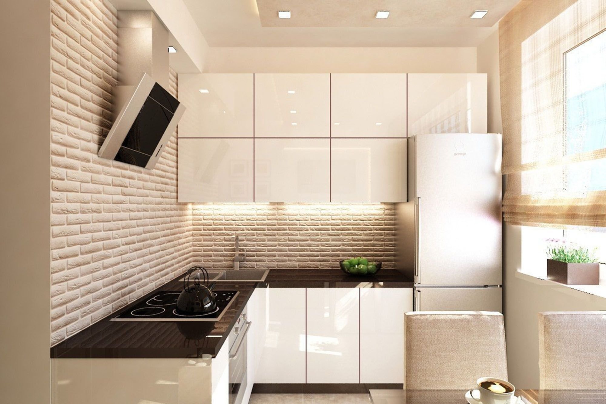 Светлые кухни в современном стиле для небольших кухонь фото угловые