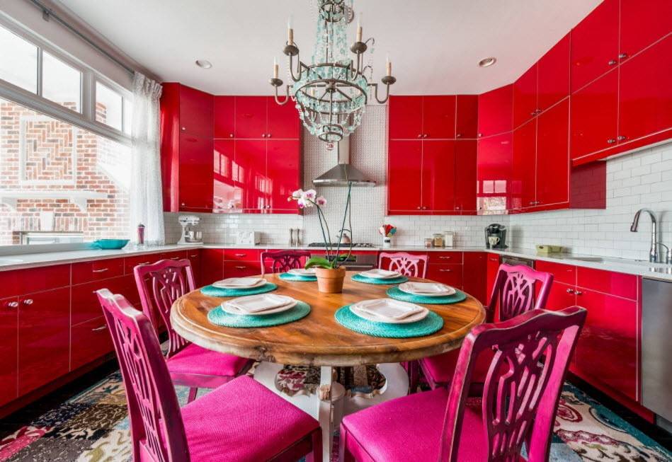 Красная кухня: 150 фото идей сочетания красного цвета в дизайне интерьера кухни