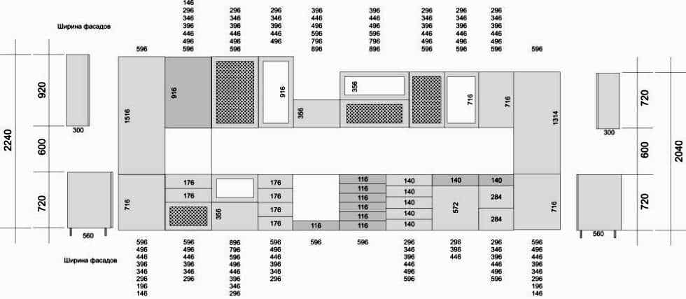 Размеры зазоров между кухонными фасадами: расчет, стандарты, разновидности