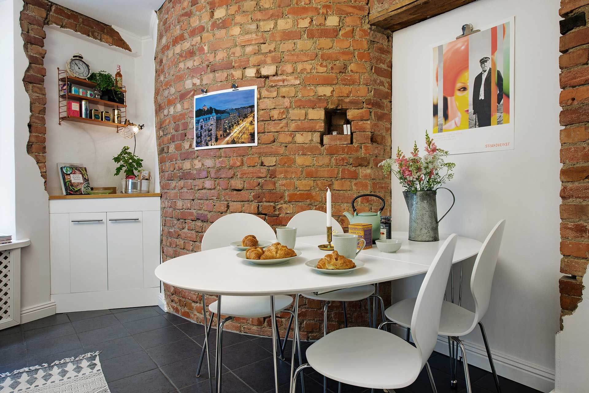 Кирпичная стена на кухне: фото вариантов дизайна, декоративный кирпич в интерьере