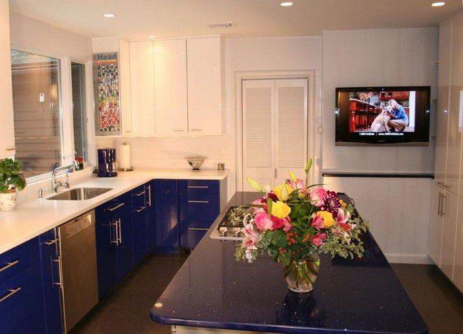 Телевизор на кухне: варианты размещения, размер и высота (30 фото в интерьере)