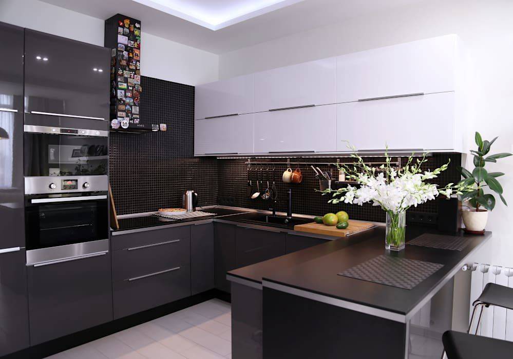 Черно-белая кухня: лучшие идеи интерьеров и правила стильного оформления кухни (145 фото)