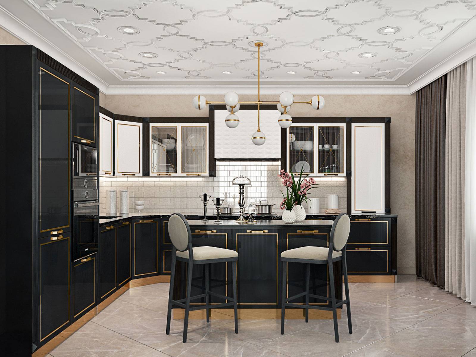 Дизайн кухни в стиле неоклассика - 40 реальных фото из современных интерьеров