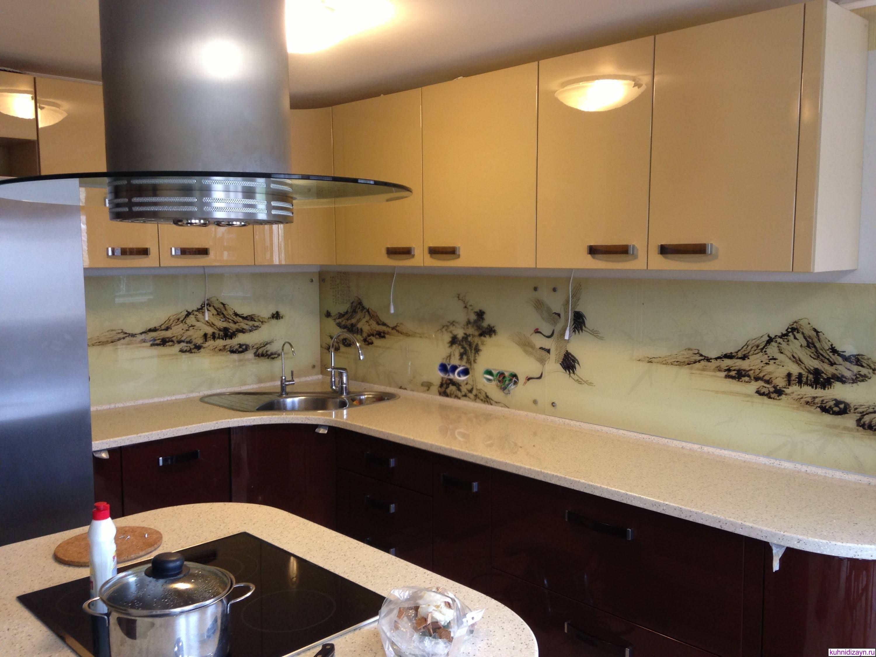 Стеклянный фартук на кухню — блестящая и огнеупорная защита кухонных стен