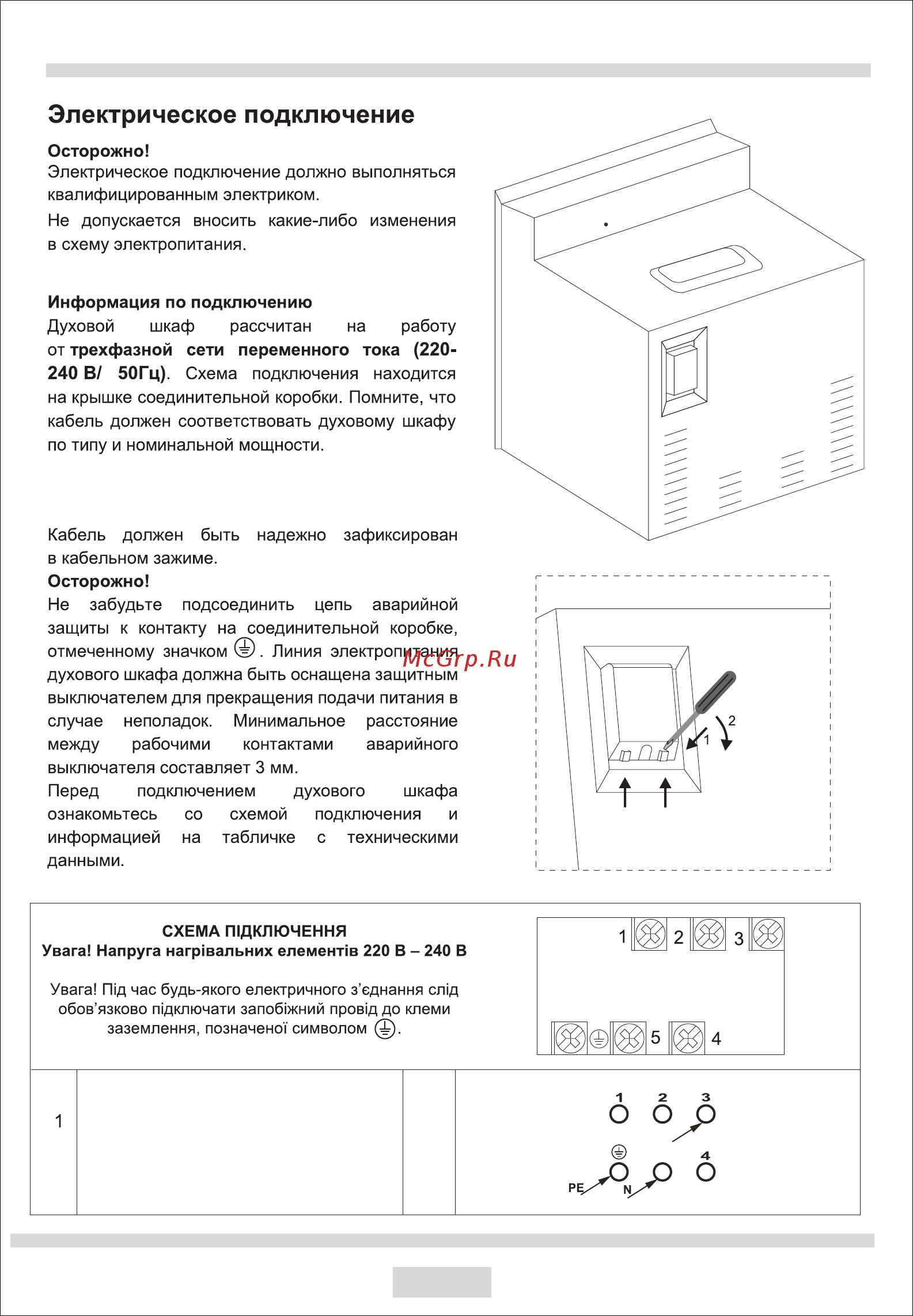 какое напряжение у духового шкафа