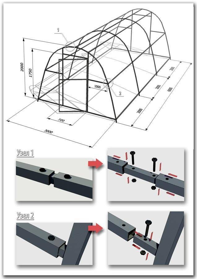 Металлический каркас для теплицы своими руками чертежи