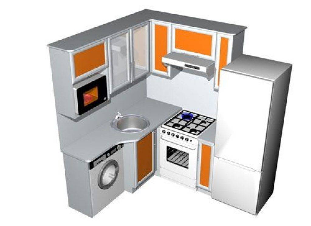 Кухня маленькая угловая с холодильником и стиральной машиной фото