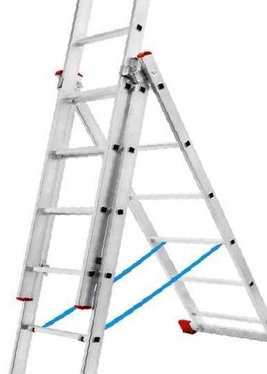 Трехсекционные алюминиевые лестницы: раздвижные секции 3х11 и 12, 14 универсальная, раскладные ступени
