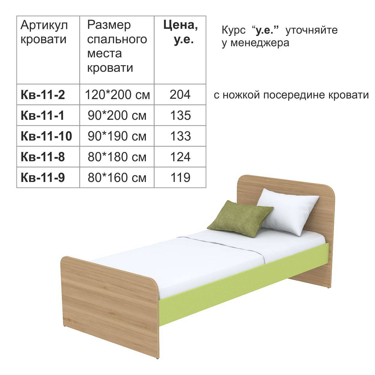 Габариты 1.5 спальной кровати Размеры