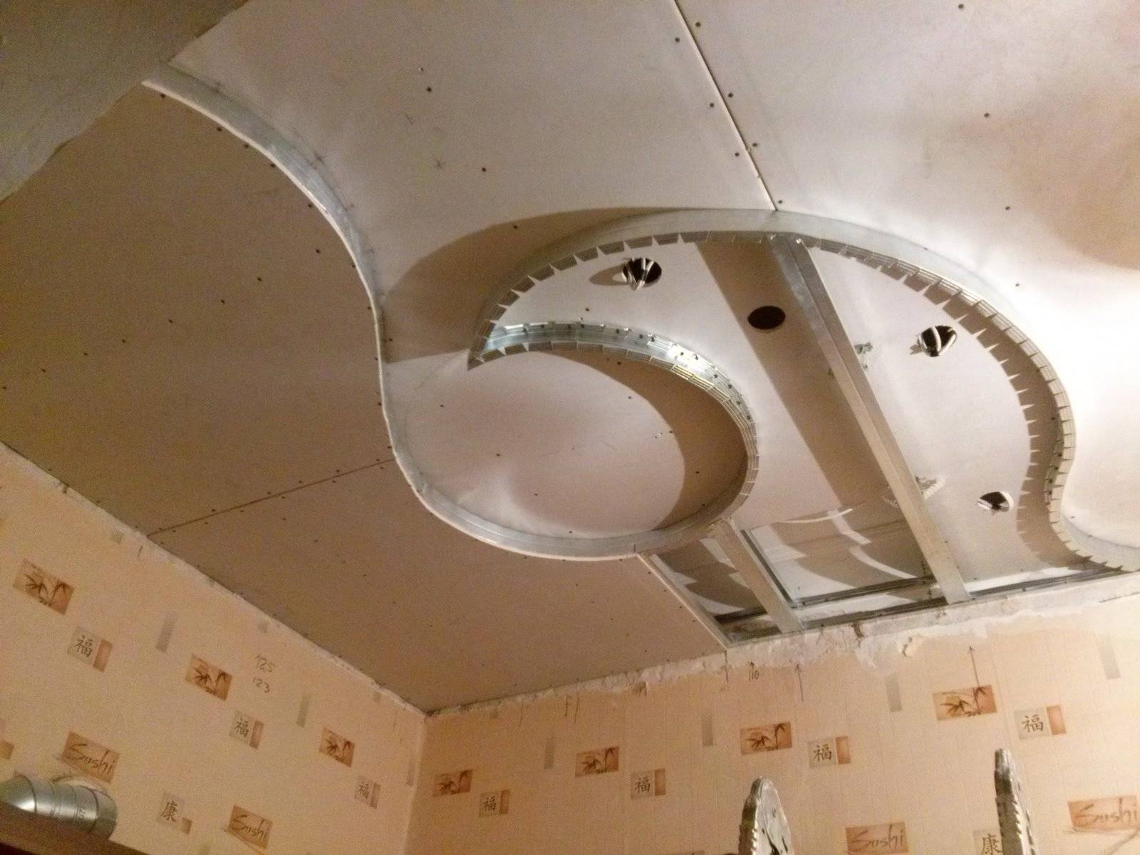 Фигурные потолки из гипсокартона - инструкция, фото