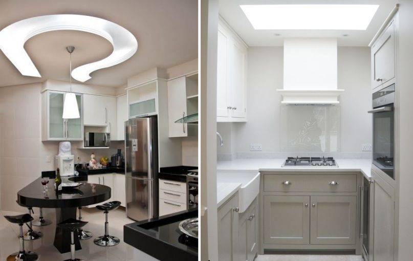 Дизайн потолков из гипсокартона на кухне (51 фото): варианты оформления, фото и видео