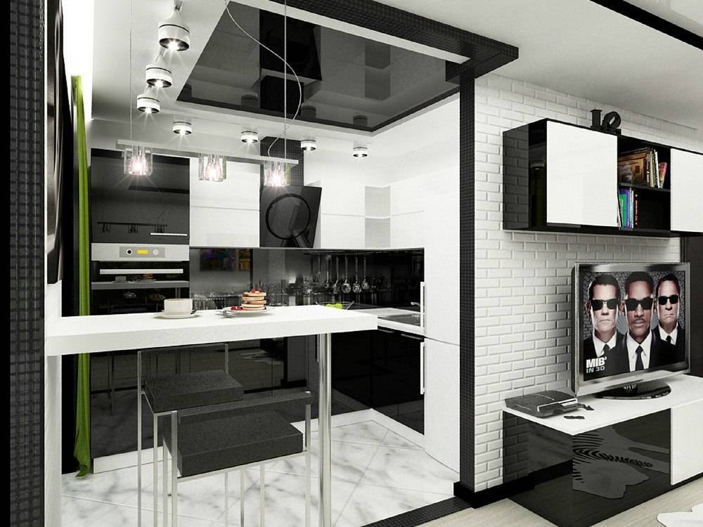 Черно белая кухня: плюсы и минусы, третий цвет, 60+ фото примеров