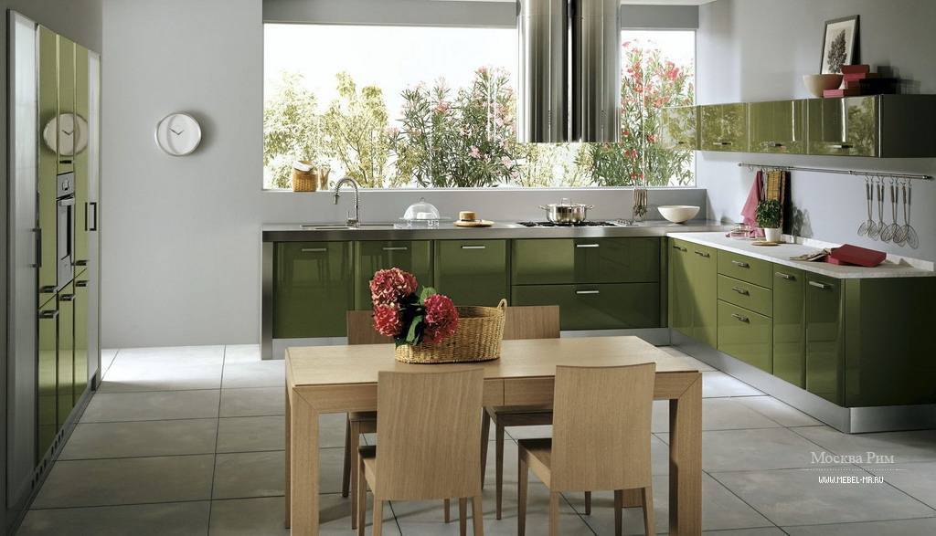 Утонченная кухня оливкового цвета: примеры интерьеров