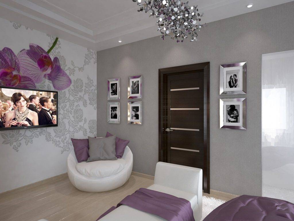 Сиреневая гостиная +100 фото идей современного дизайна гостиной