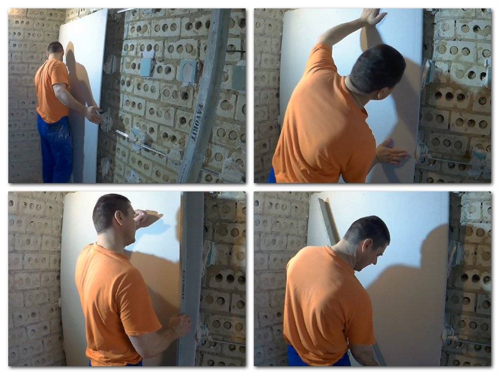 Как приклеить гипсокартон на пену к стене, монтаж гкл к кривым поверхностям (видео)