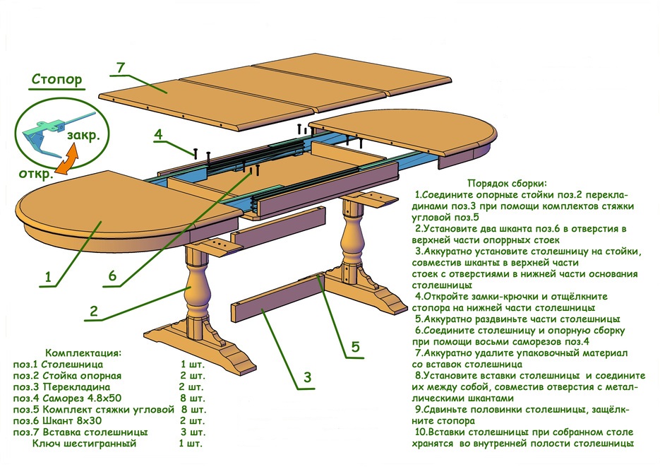 Стол обеденный схема сборки