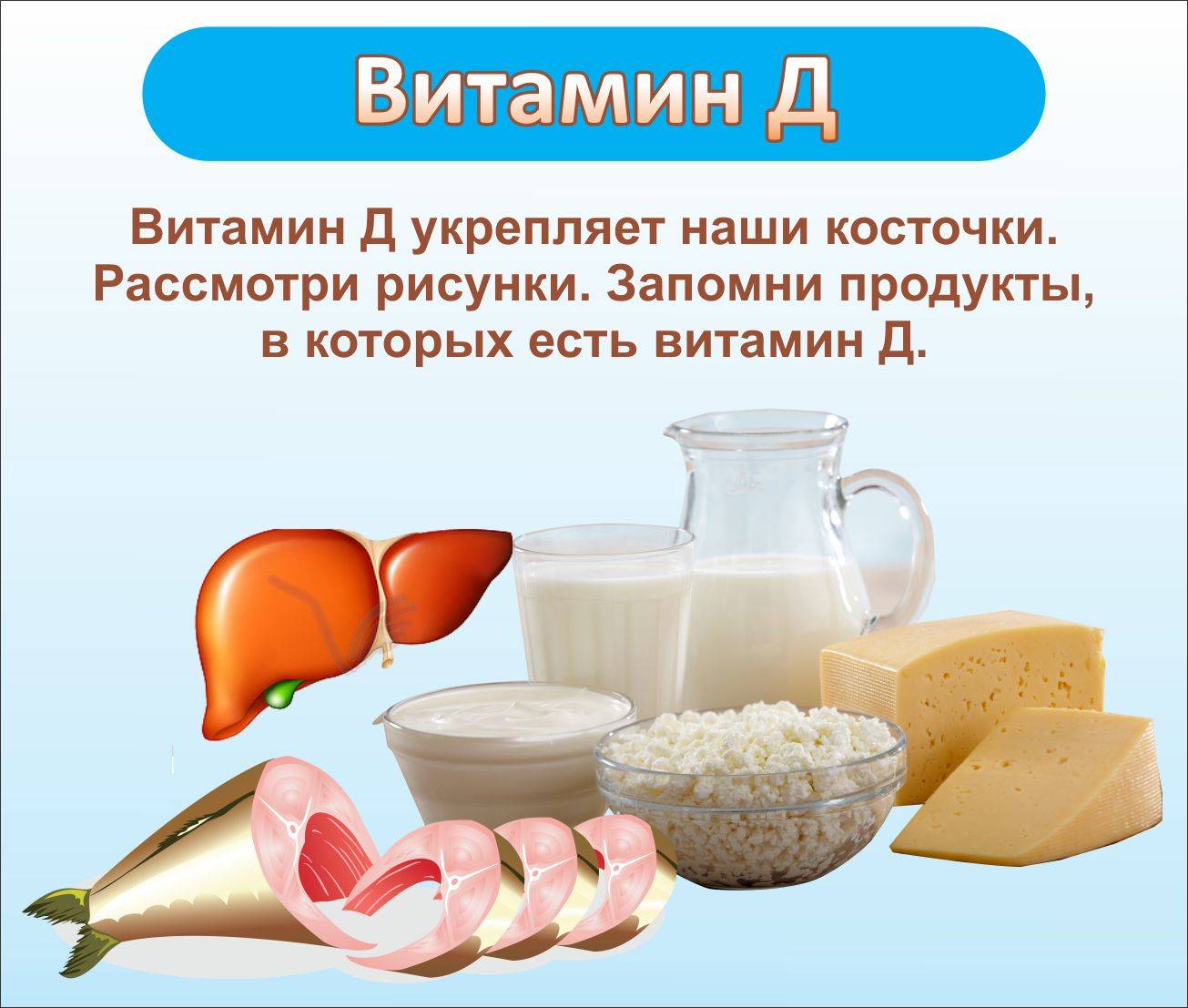 Витамин д картинка для детей с продуктами