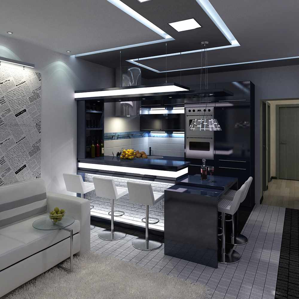 Дизайн кухни гостиной 20 кв. м. - фото воплощенных идей