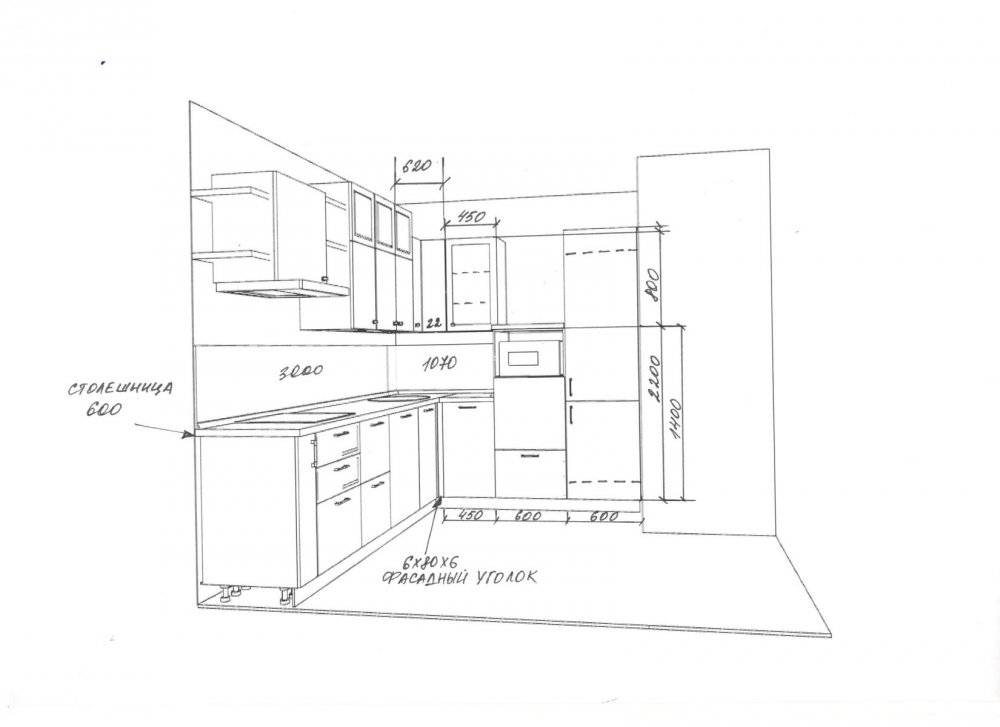 Проекты кухонных гарнитуров: как рассчитать размеры и спроектировать эскизы