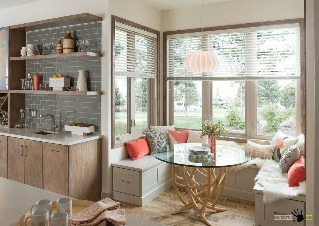 Обеденная зона на кухне (57 фото): интерьер, мягкая мебель, дизайн у окна, панно над столом, маленькой в саду, видео