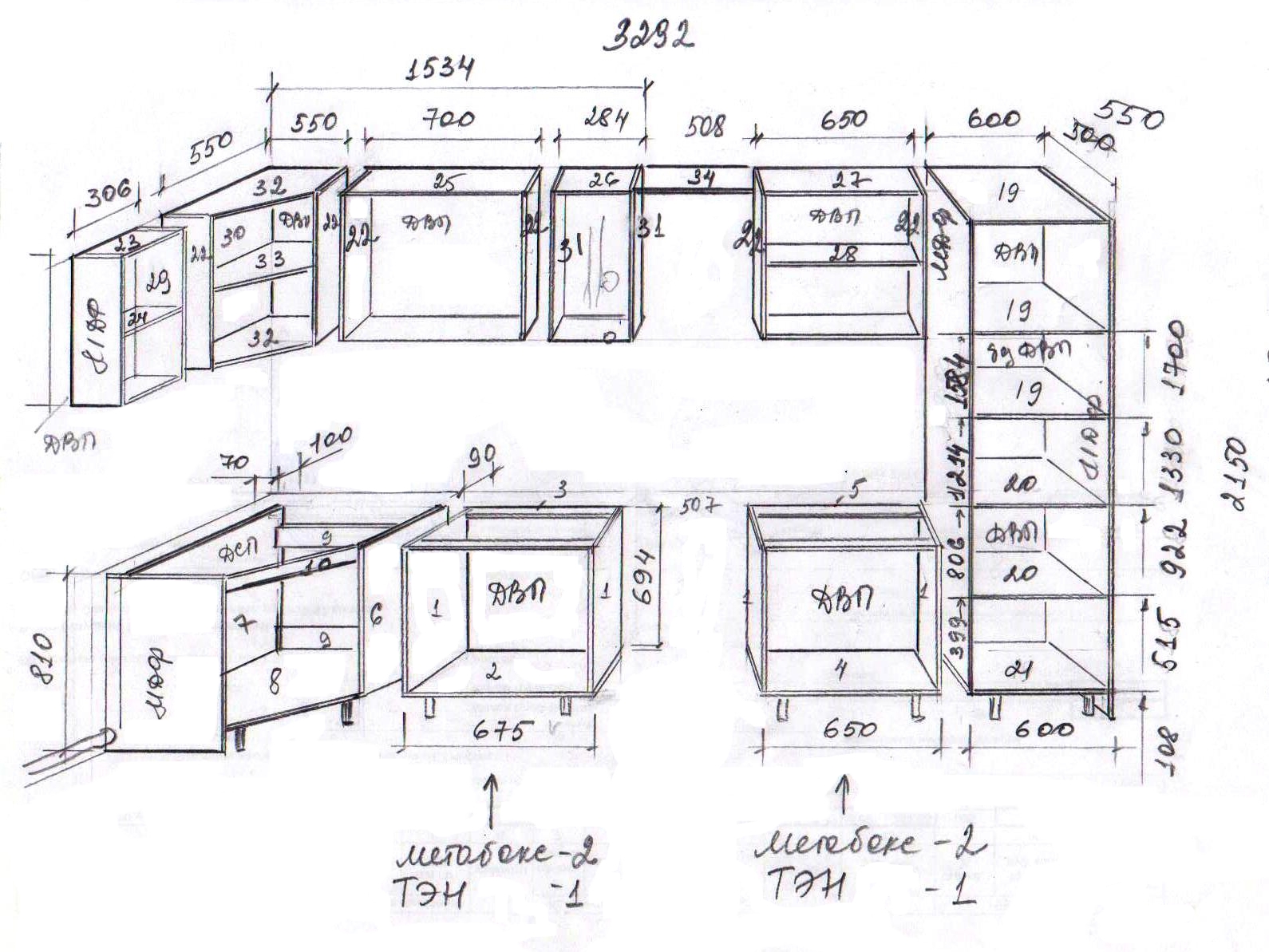 внутренние размеры кухонных шкафов