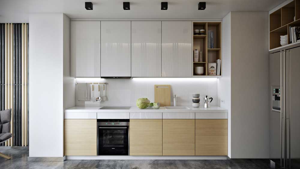 Прямые кухни 4 метра в современном стиле: фото