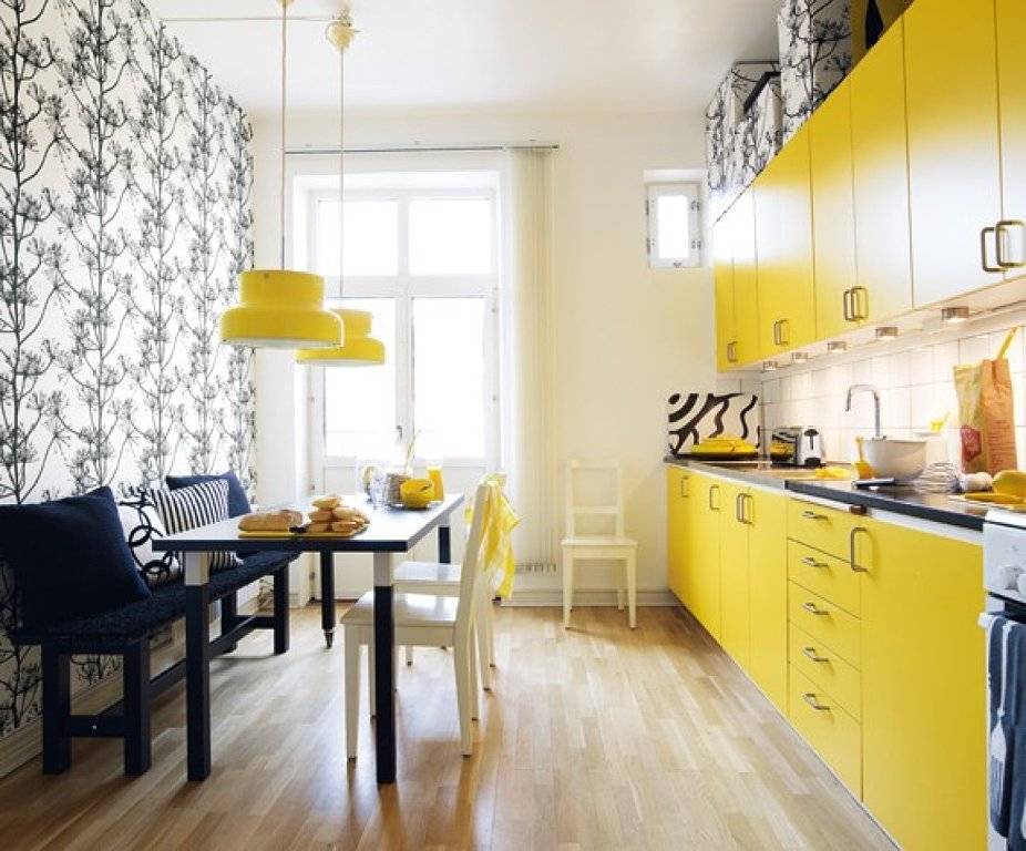 Желтая кухня - 100 фото лучших идей дизайна и сочетаний