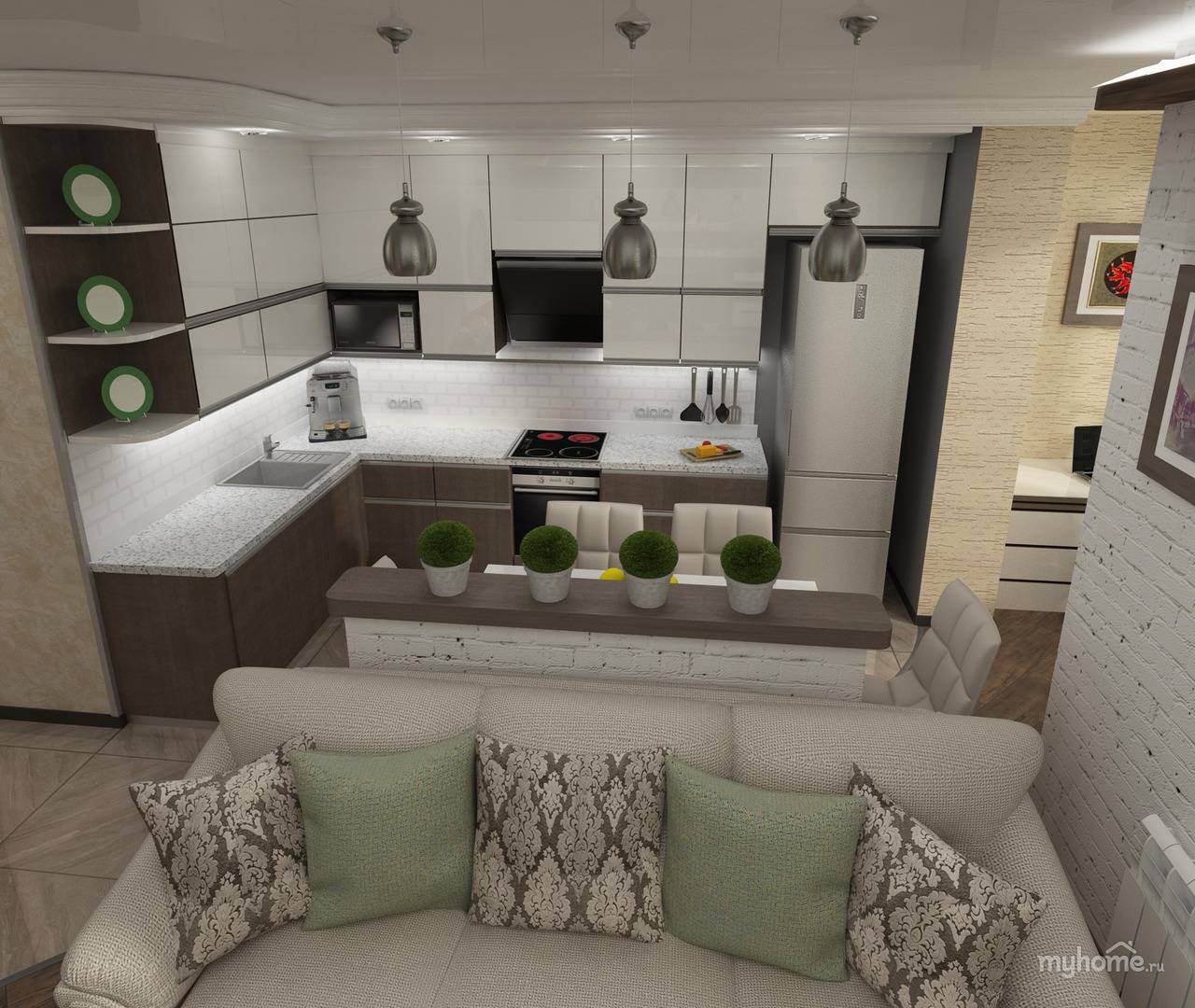 Дизайн кухни-гостиной 20 кв.м: фото интерьеров, планировок, советы дизайнеров