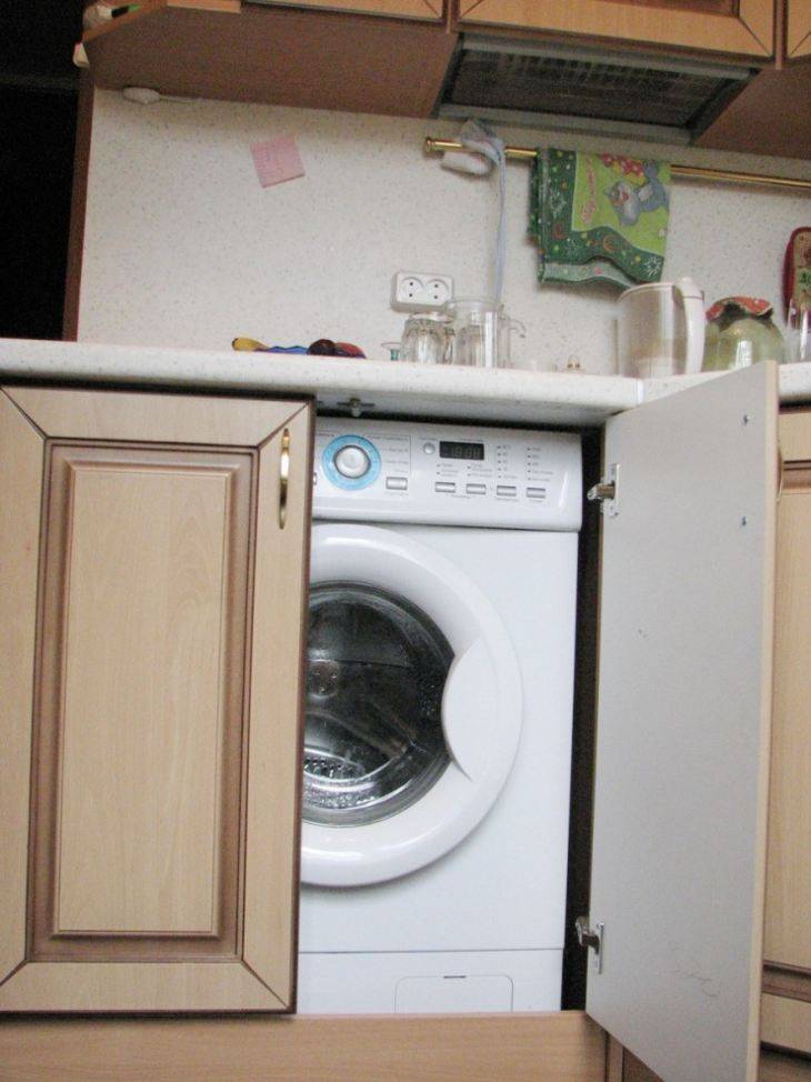 Как встроить стиральную машину в кухню: этапы работ, схемы