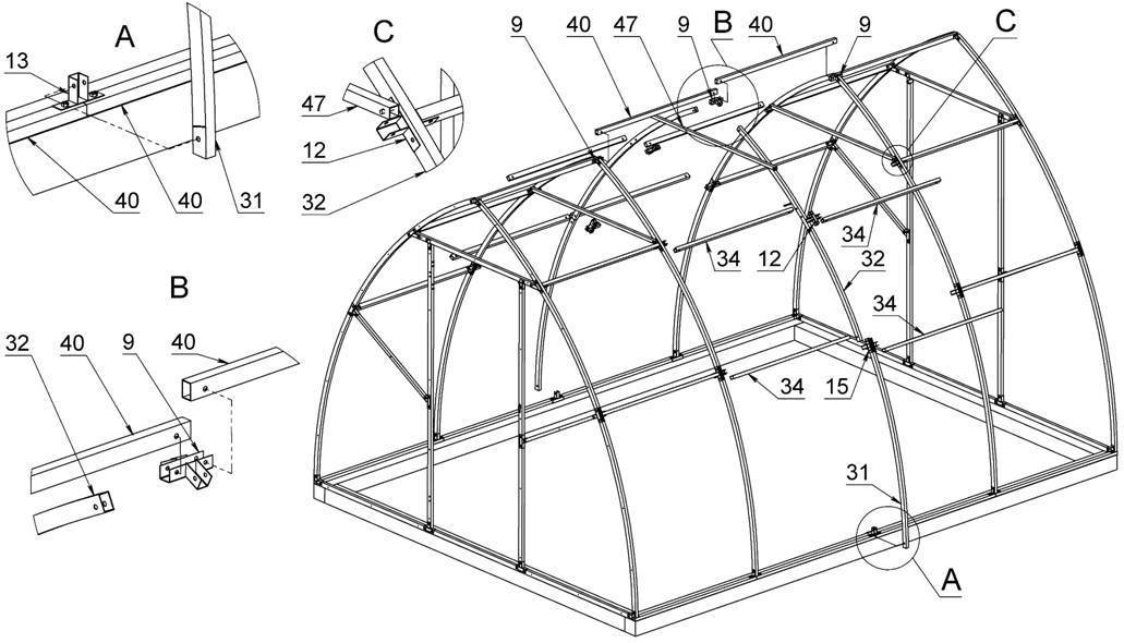 Теплица омская усиленная схема сборки
